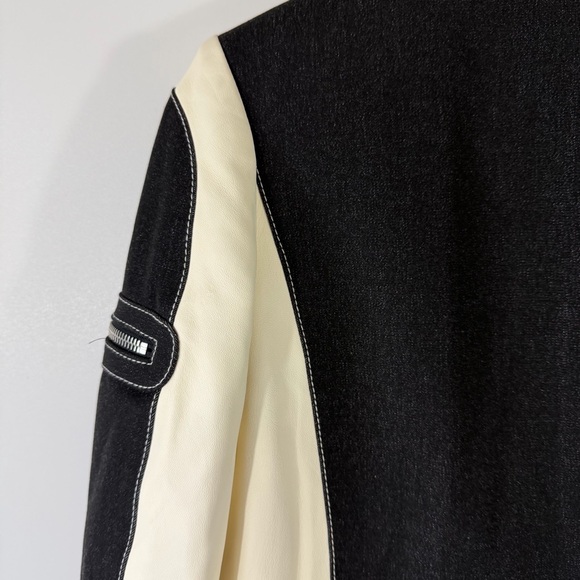 St. John Sport Cream Leather Jacket Black Detail Size Small - Picture 6 of 14